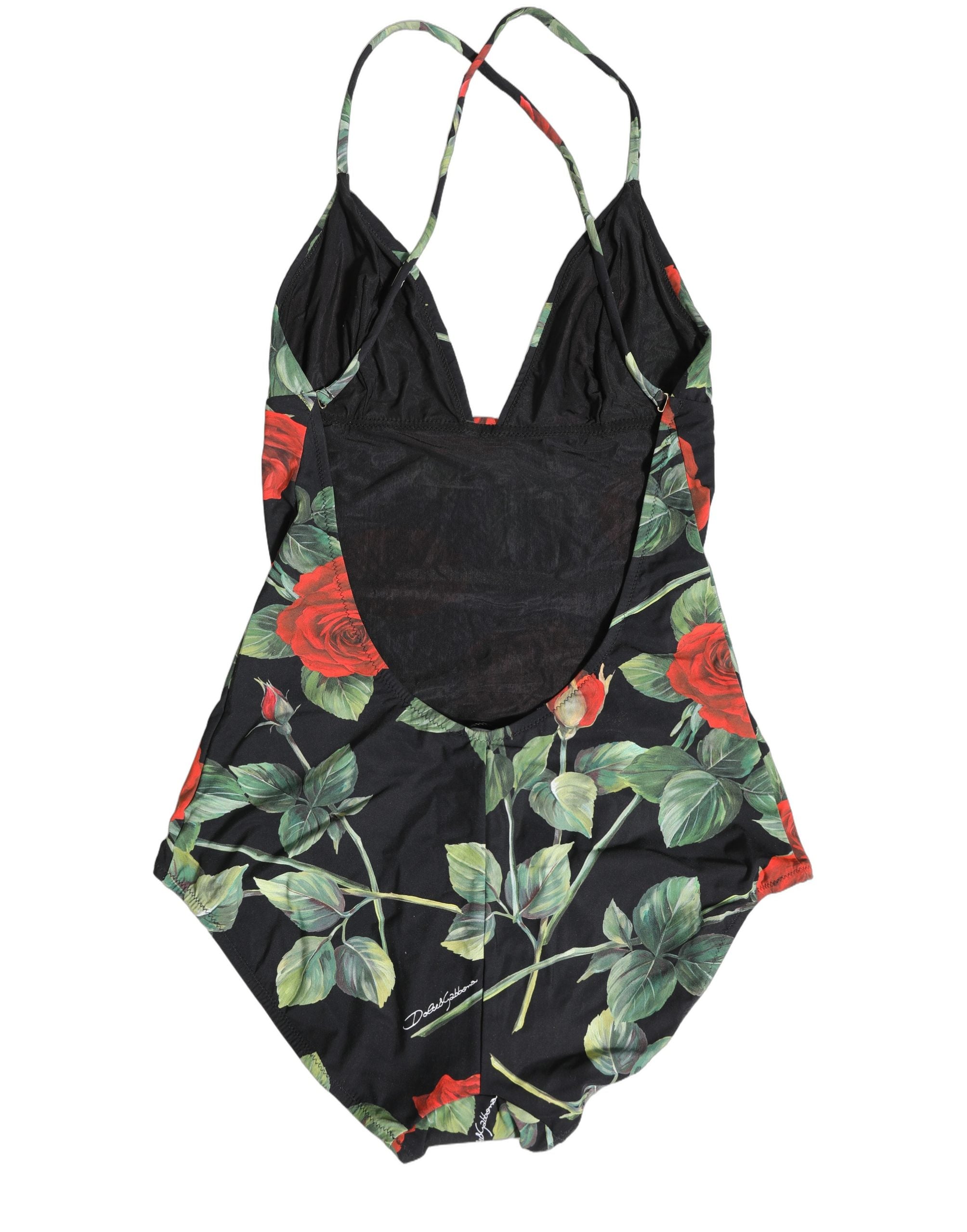 Dolce & Gabbana Einteiliger Badeanzug mit schwarzem Blumenprint