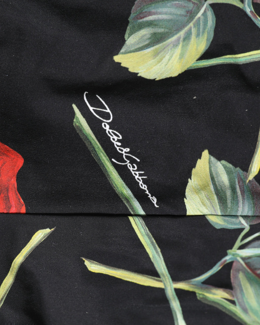 Dolce & Gabbana Einteiliger Badeanzug mit schwarzem Blumenprint