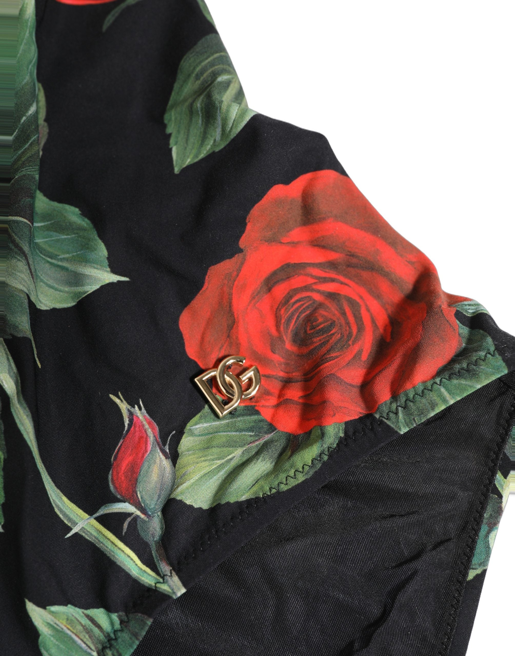 Dolce & Gabbana Einteiliger Badeanzug mit schwarzem Blumenprint