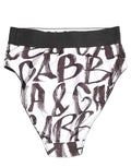 Dolce & Gabbana Weiße schwarze grafische Logo High Brief Unterwäsche