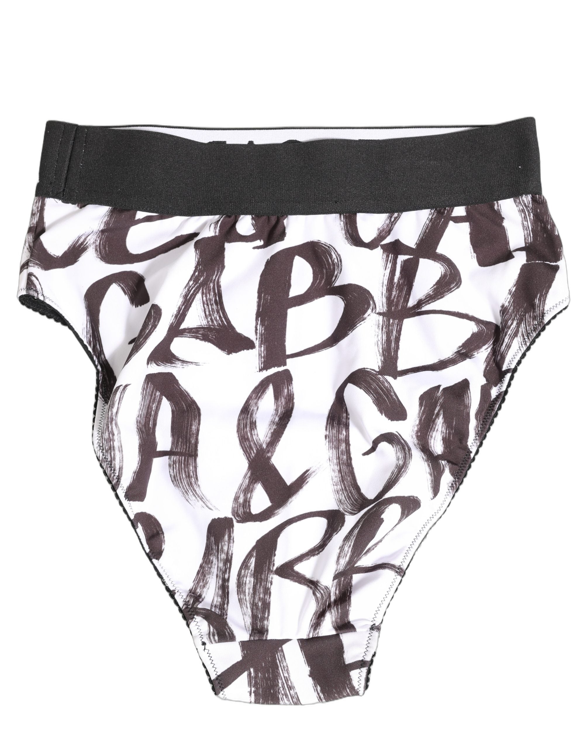 Dolce & Gabbana Weiße schwarze grafische Logo High Brief Unterwäsche