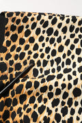 Dolce & Gabbana Braunes Etuikleid aus Seide mit Leopardenmuster, Midi-Länge