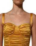 Dolce & Gabbana Goldfarbenes Bodycon-Etui-Midikleid aus Seide mit Raffungen