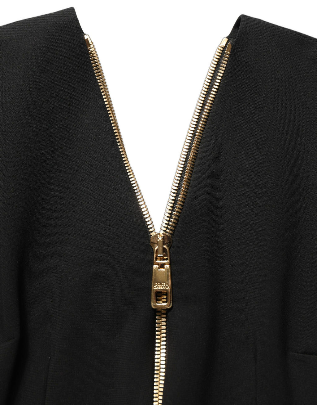 Dolce & Gabbana Schwarzes Midikleid mit langen Ärmeln und durchgehendem Reißverschluss vorne