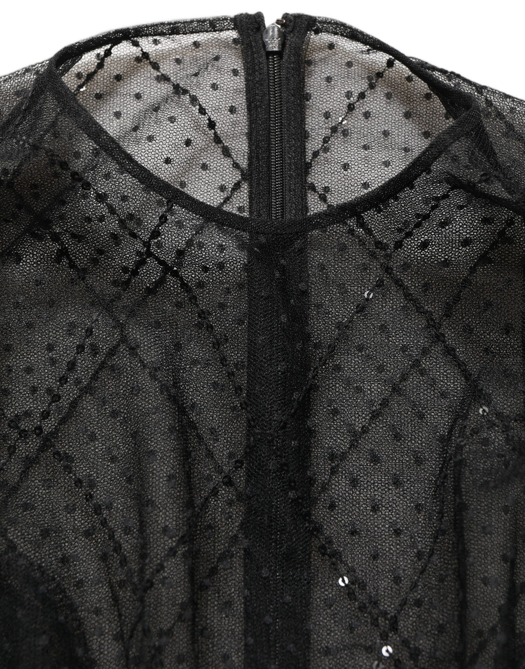 Dolce & Gabbana Langes Spitzen-Maxikleid aus schwarzem Mesh