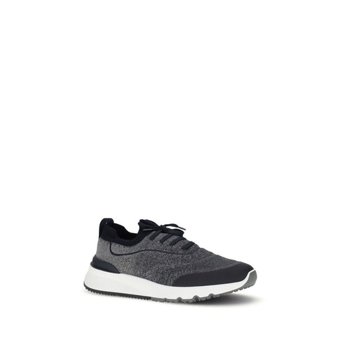Brunello Cucinelli Graue Sneaker aus Baumwolle im Athletic-Stil