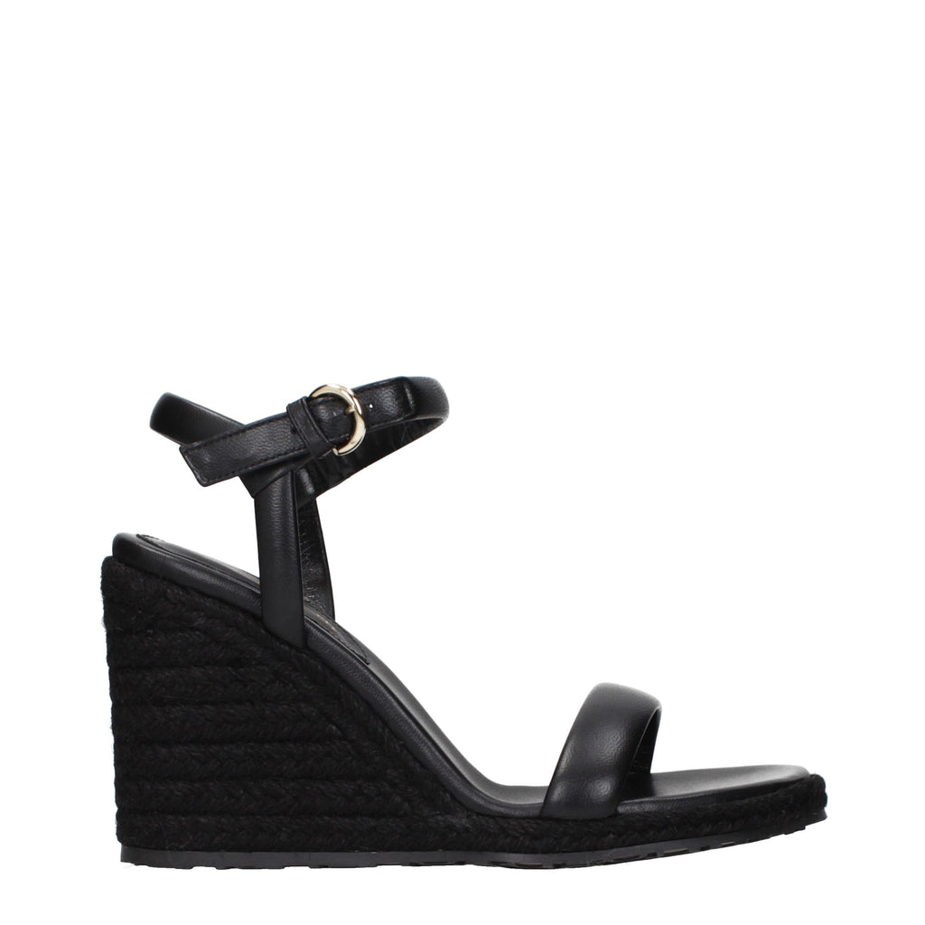 Gianvito Rossi Schwarze Keilsandalen aus Leder