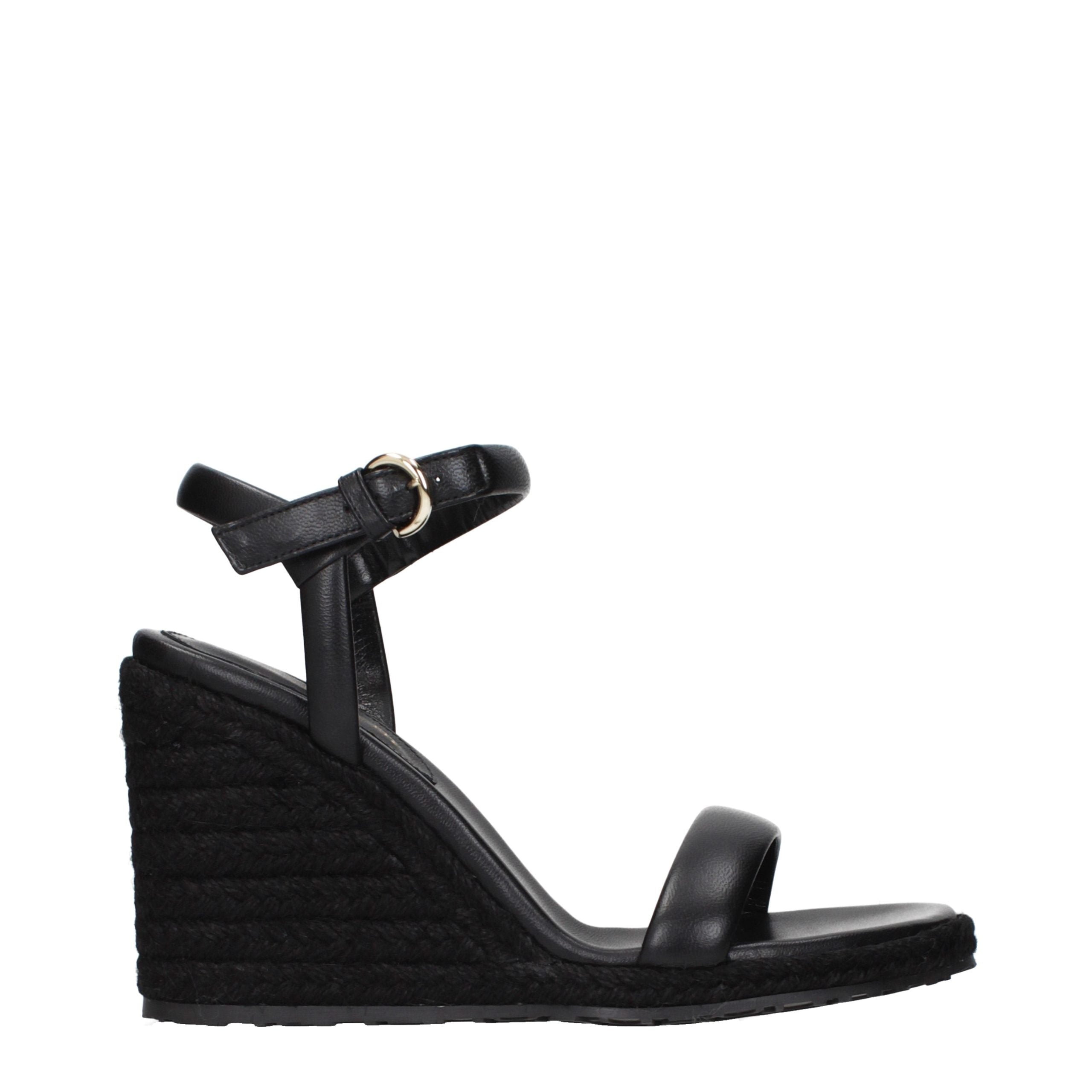Gianvito Rossi Schwarze Keilsandalen aus Leder