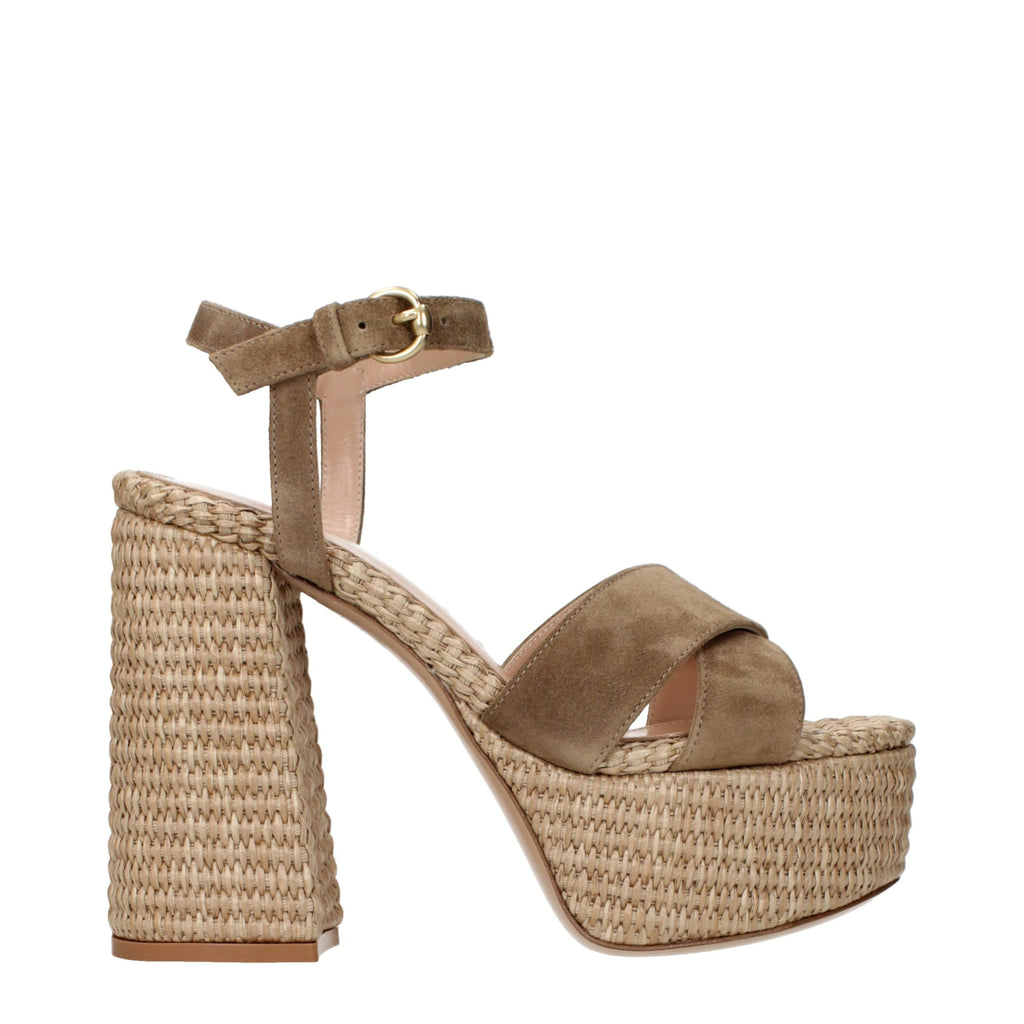 Gianvito Rossi Braune Leder-Plateau-Sandalen