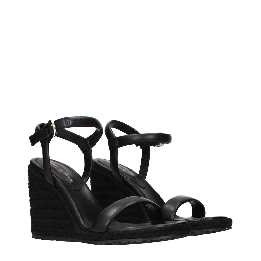Gianvito Rossi Schwarze Keilsandalen aus Leder