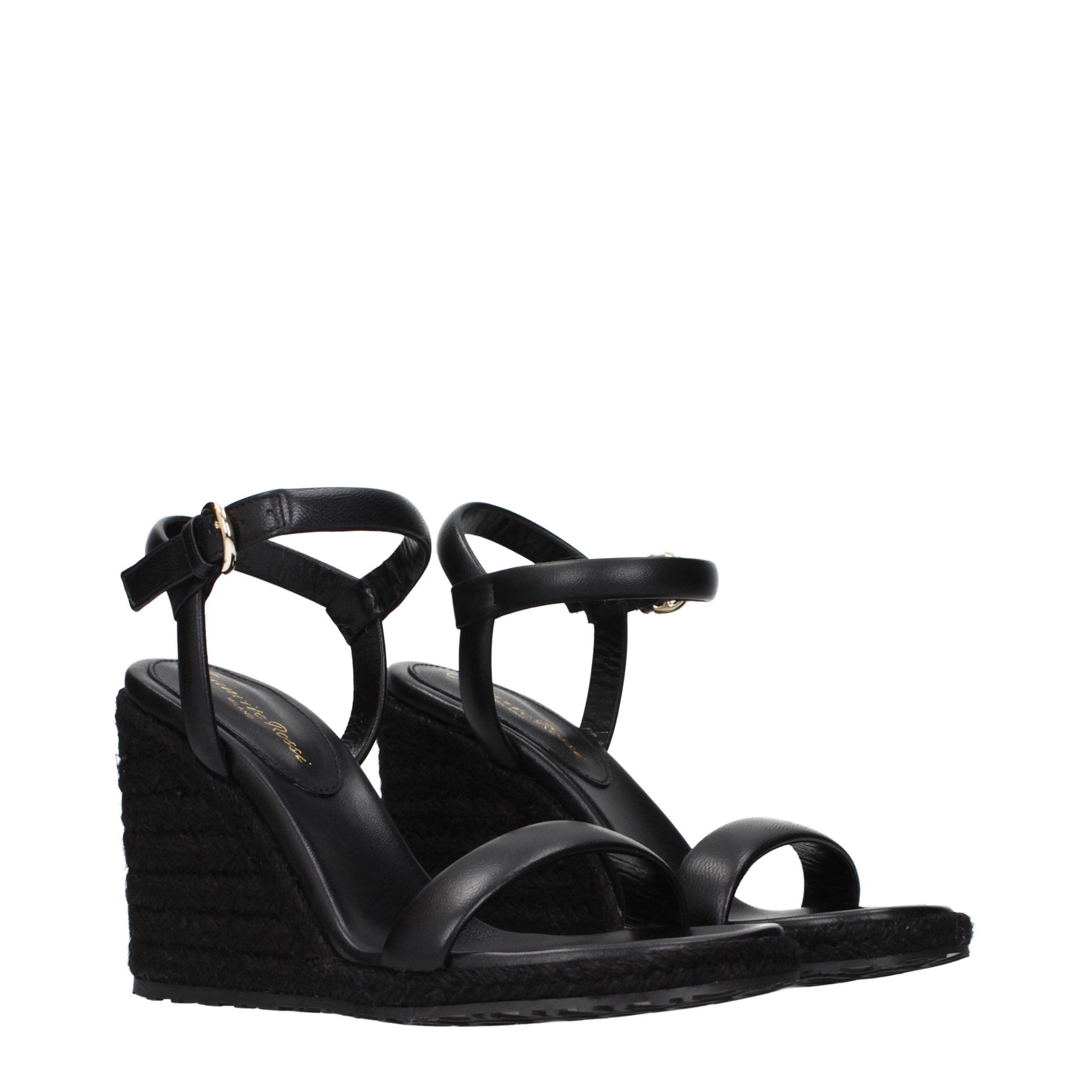Gianvito Rossi Schwarze Keilsandalen aus Leder