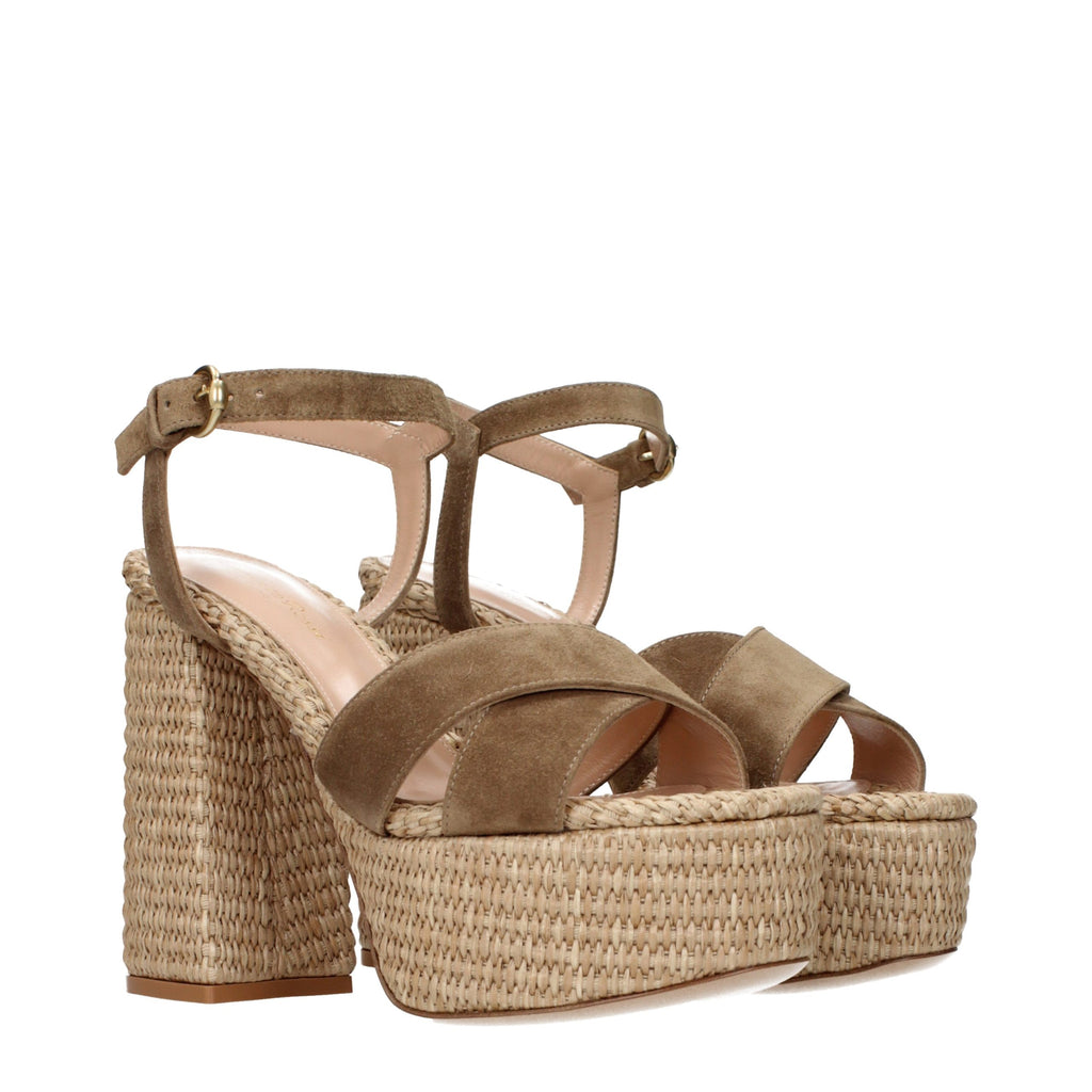 Gianvito Rossi Braune Leder-Plateau-Sandalen