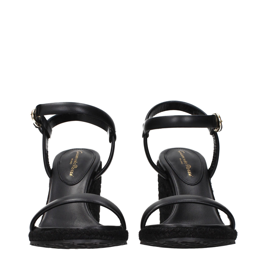 Gianvito Rossi Schwarze Keilsandalen aus Leder