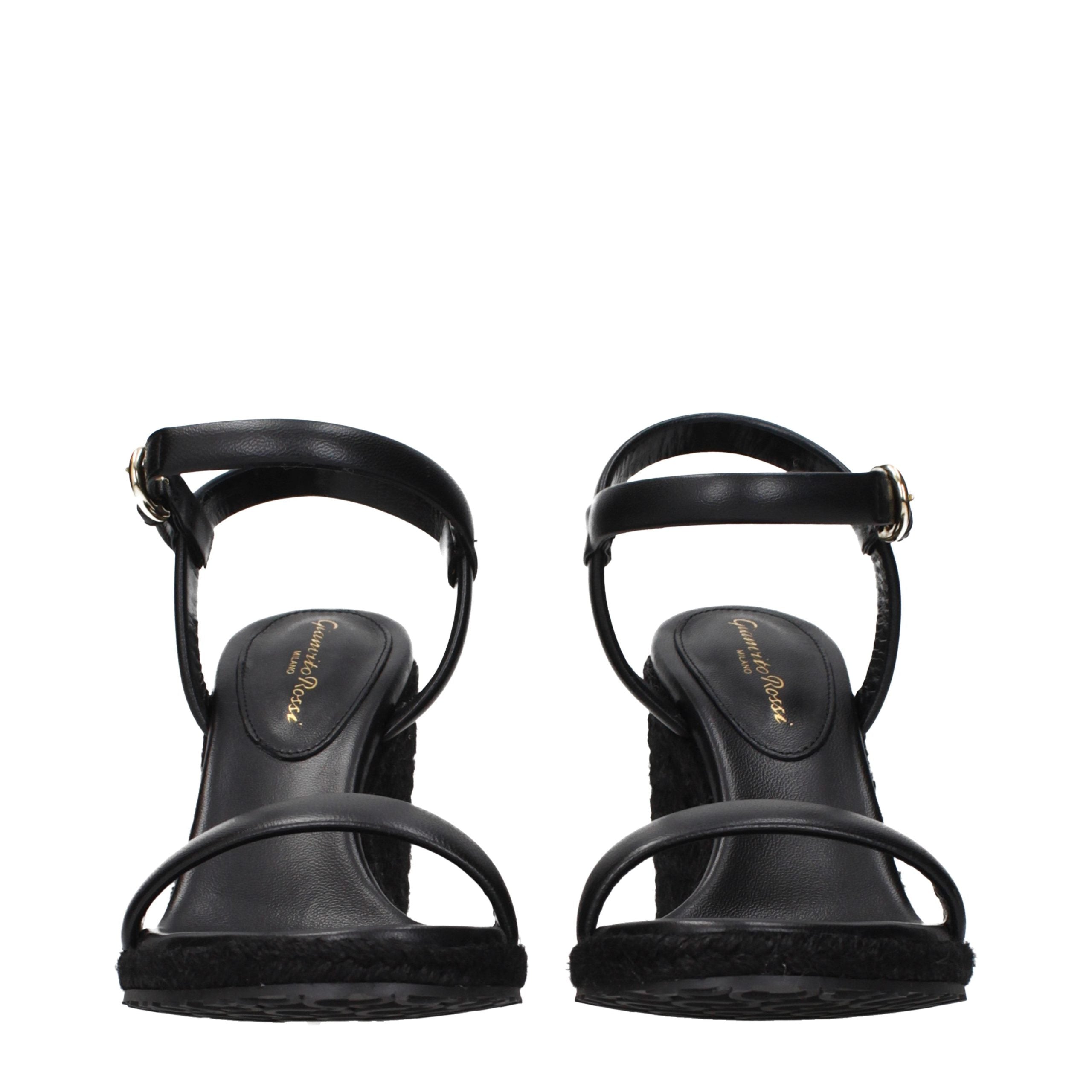 Gianvito Rossi Schwarze Keilsandalen aus Leder
