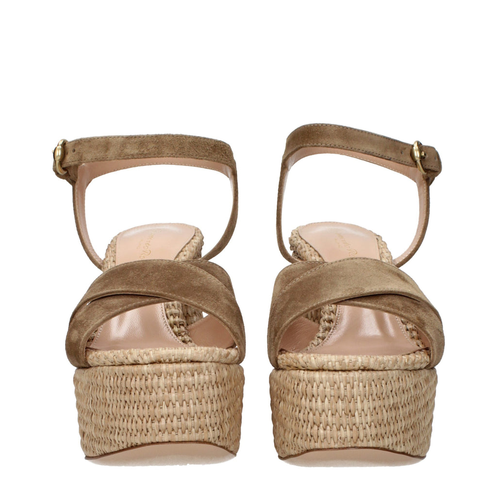 Gianvito Rossi Braune Leder-Plateau-Sandalen