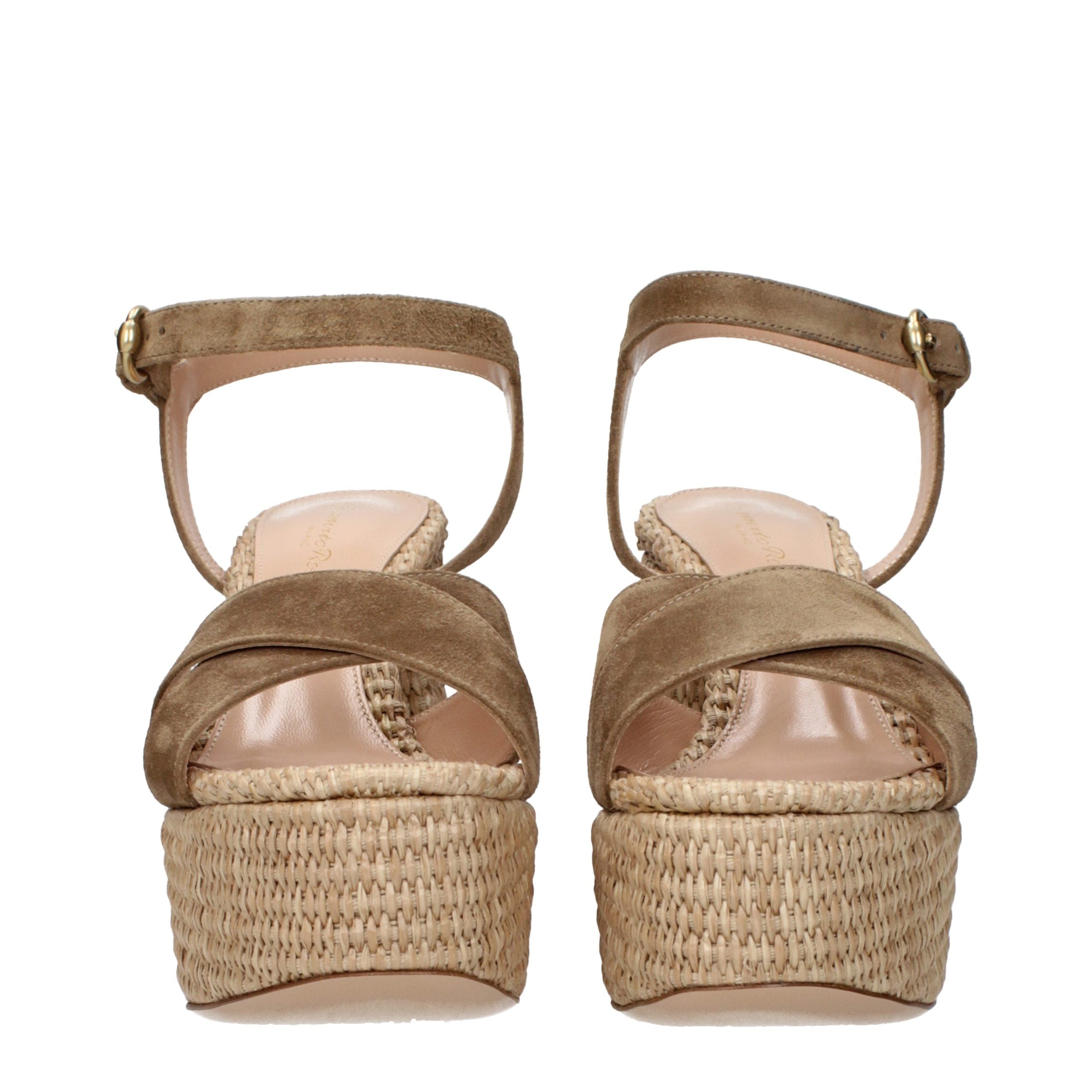Gianvito Rossi Braune Leder-Plateau-Sandalen