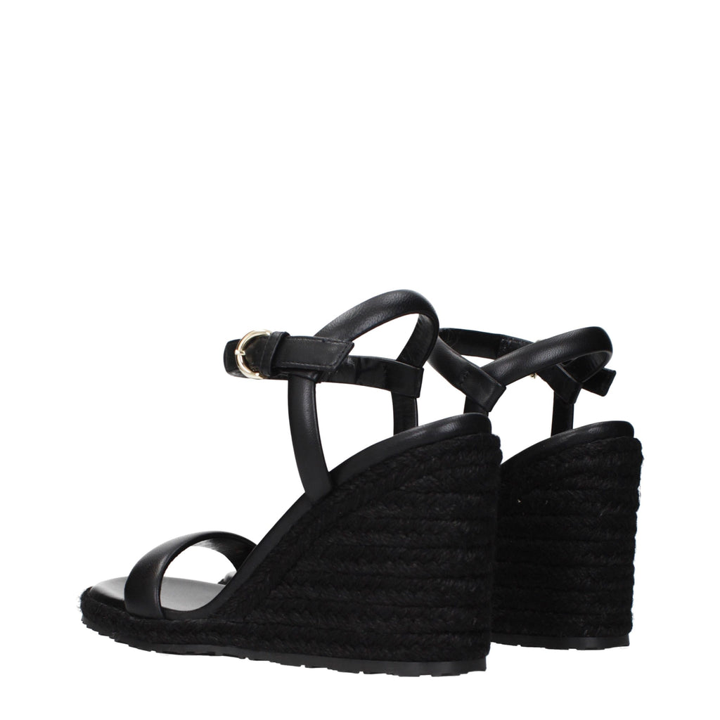 Gianvito Rossi Schwarze Keilsandalen aus Leder