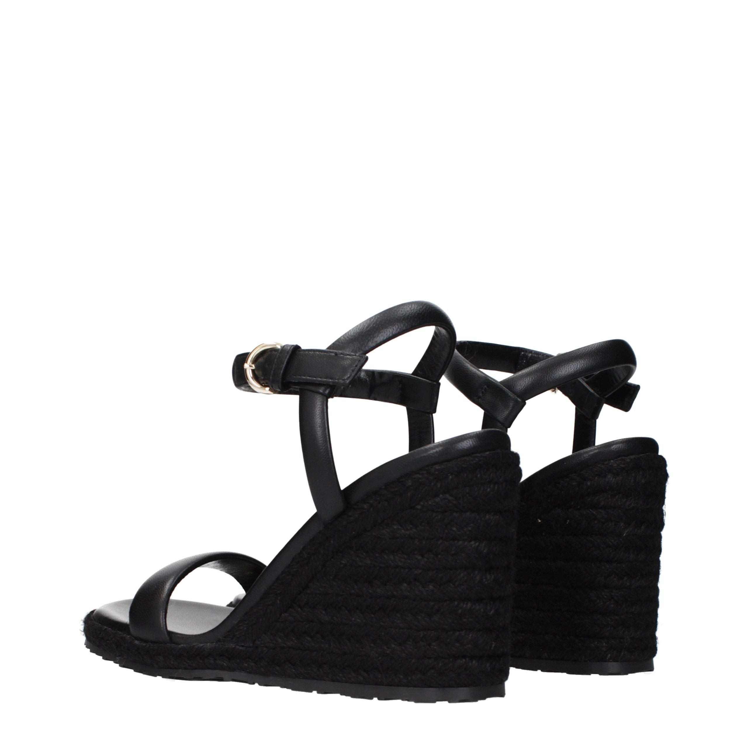 Gianvito Rossi Schwarze Keilsandalen aus Leder