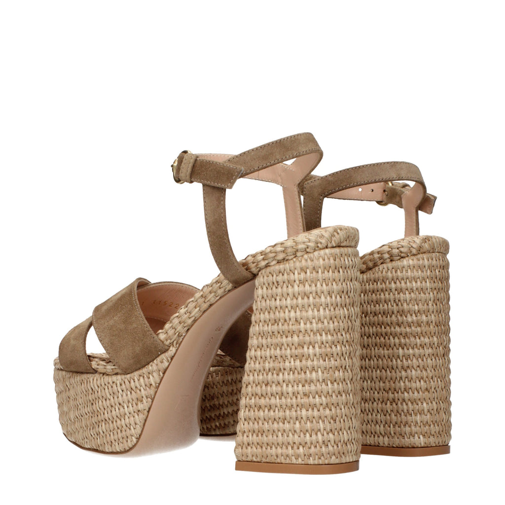 Gianvito Rossi Braune Leder-Plateau-Sandalen
