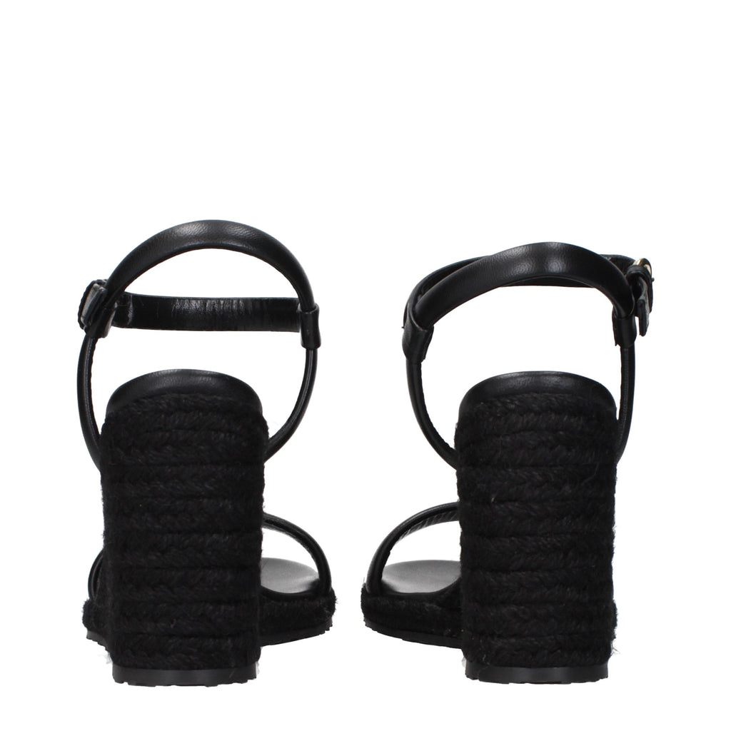 Gianvito Rossi Schwarze Keilsandalen aus Leder