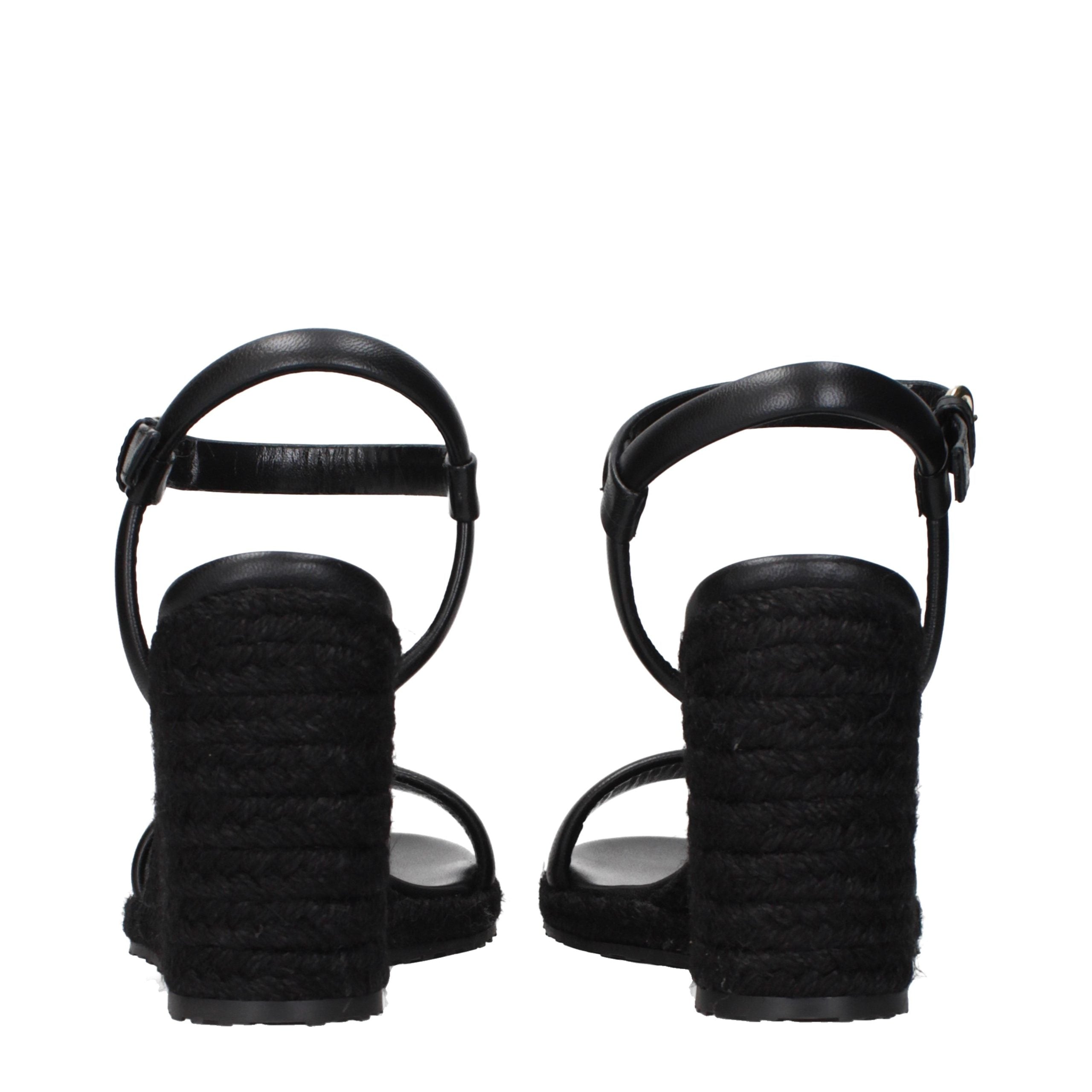 Gianvito Rossi Schwarze Keilsandalen aus Leder