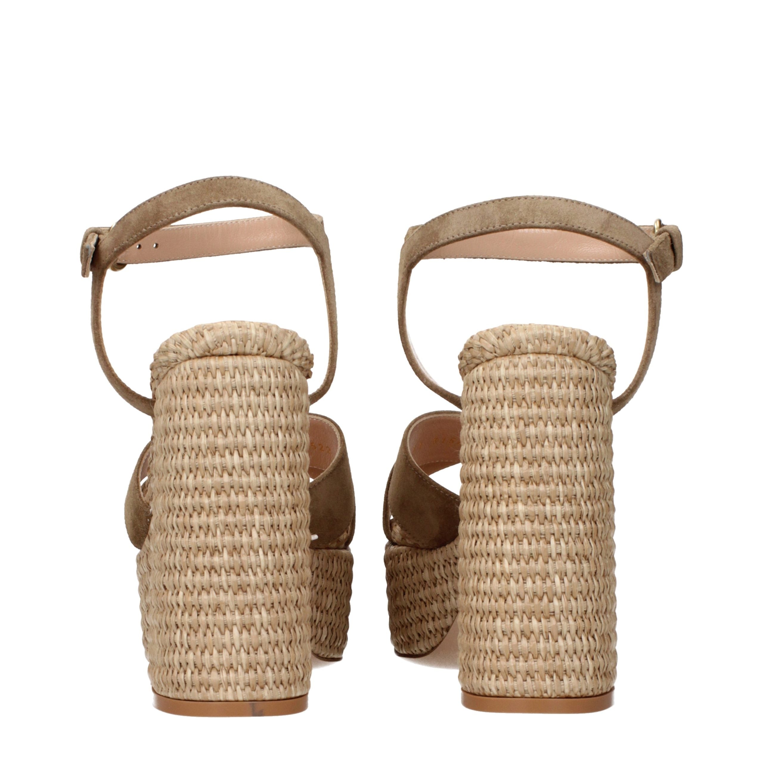 Gianvito Rossi Braune Leder-Plateau-Sandalen