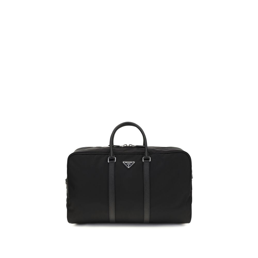 Prada Schwarze Gepäck- und Reisetasche aus recyceltem Polyamid