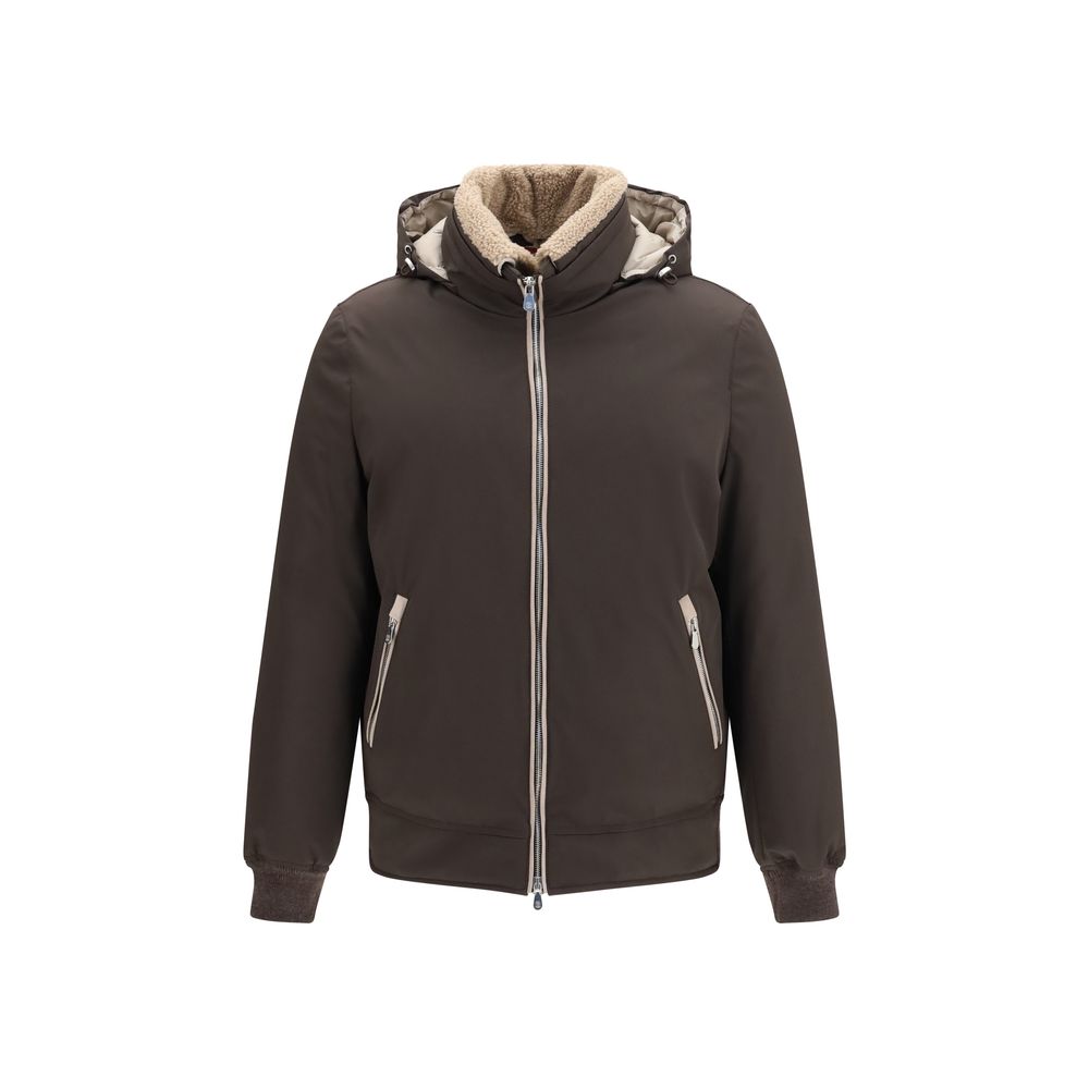 Brunello Cucinelli Brauner Bomber aus Polyamid