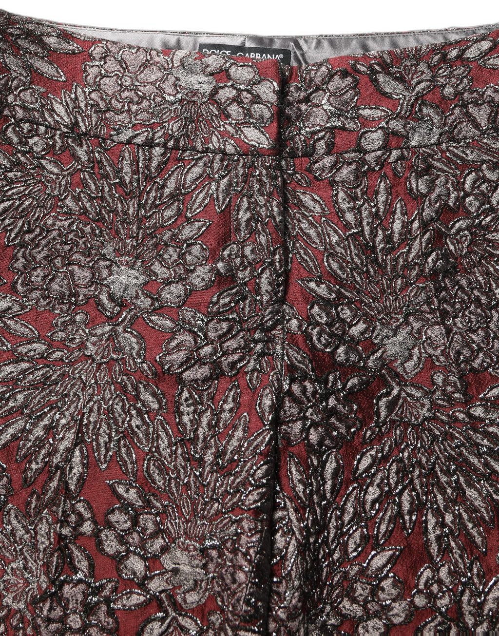 Dolce & Gabbana Gerade Hose mit burgunderrotem und grauem Blumenjacquard