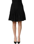 Dolce & Gabbana Schwarzer A-Linen-Minirock aus floraler Spitze mit Cut-Outs