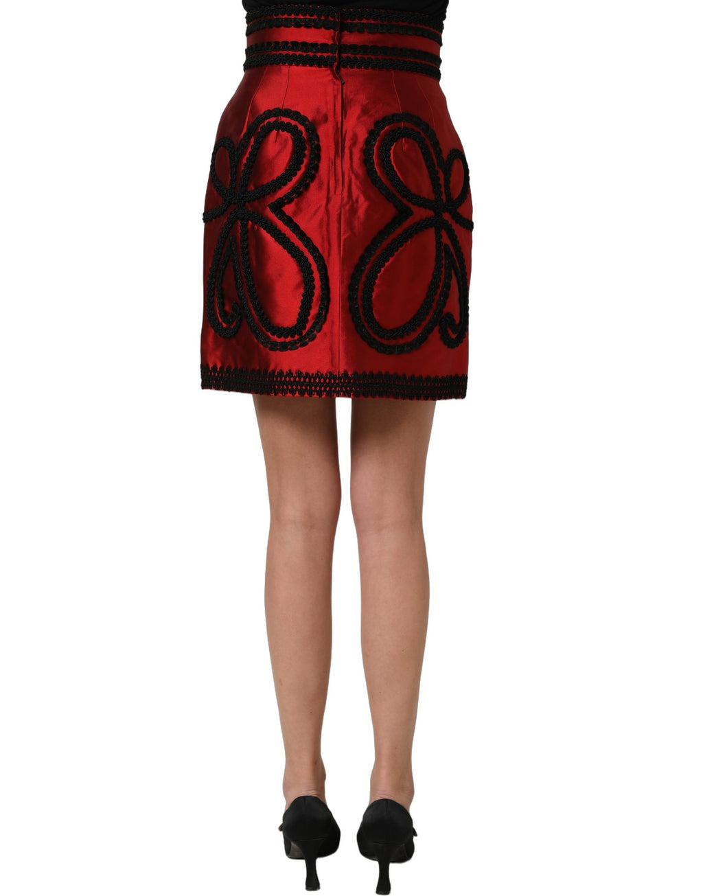 Dolce & Gabbana Roter Soutache-Stickerei A-Linien-Minirock