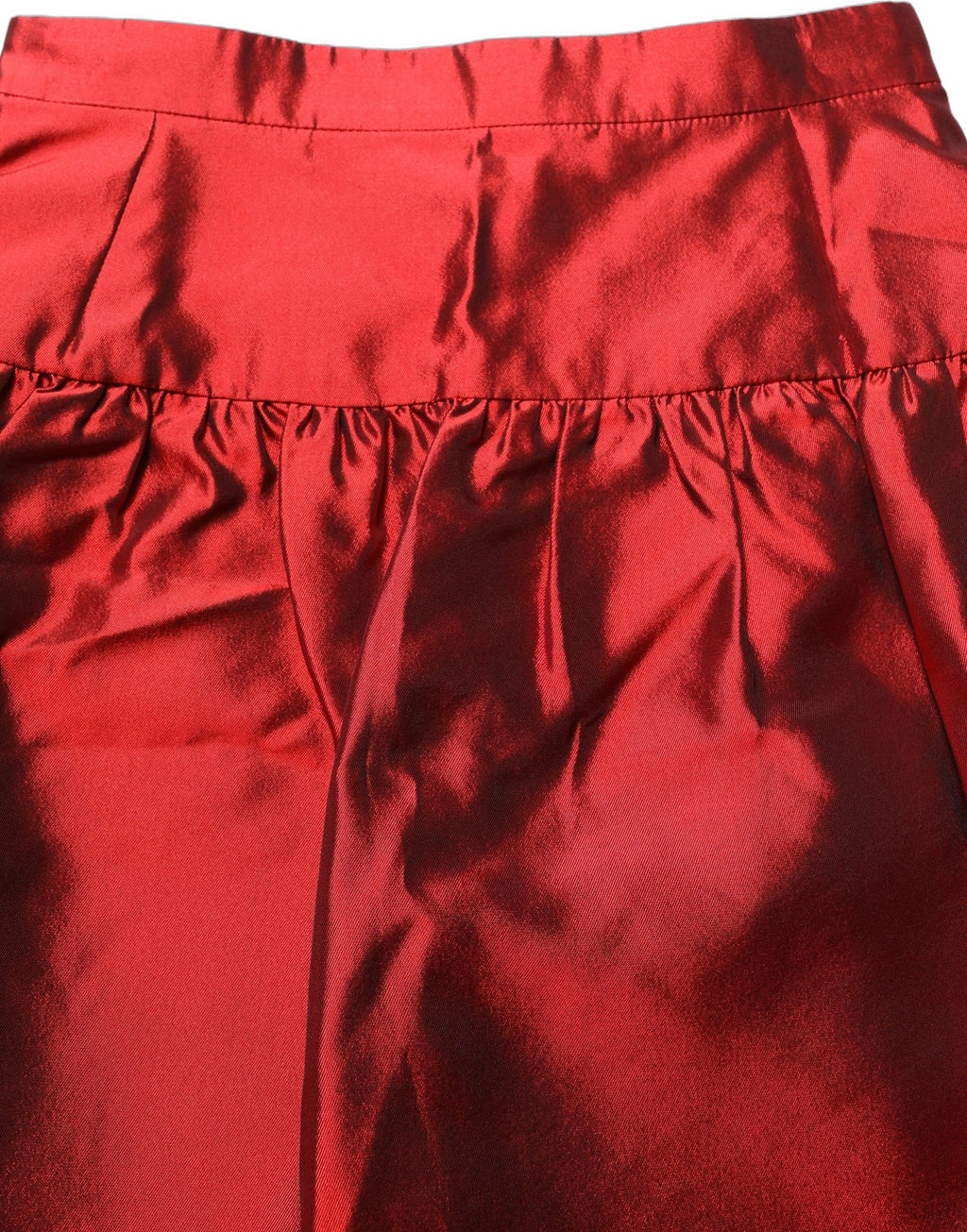 Dolce & Gabbana Roter Seiden-Satin-Minirock mit Ballon-Silhouette und hoher Taille