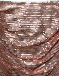 Dolce & Gabbana Maxi-Rock mit hohem Bund, Raffungen und Pailletten in Roségold