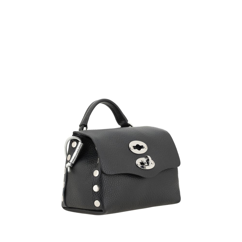 Zanellato Schwarze Bos Taurus Kalbsleder Schultertasche