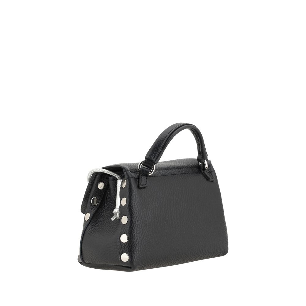 Zanellato Schwarze Bos Taurus Kalbsleder Schultertasche