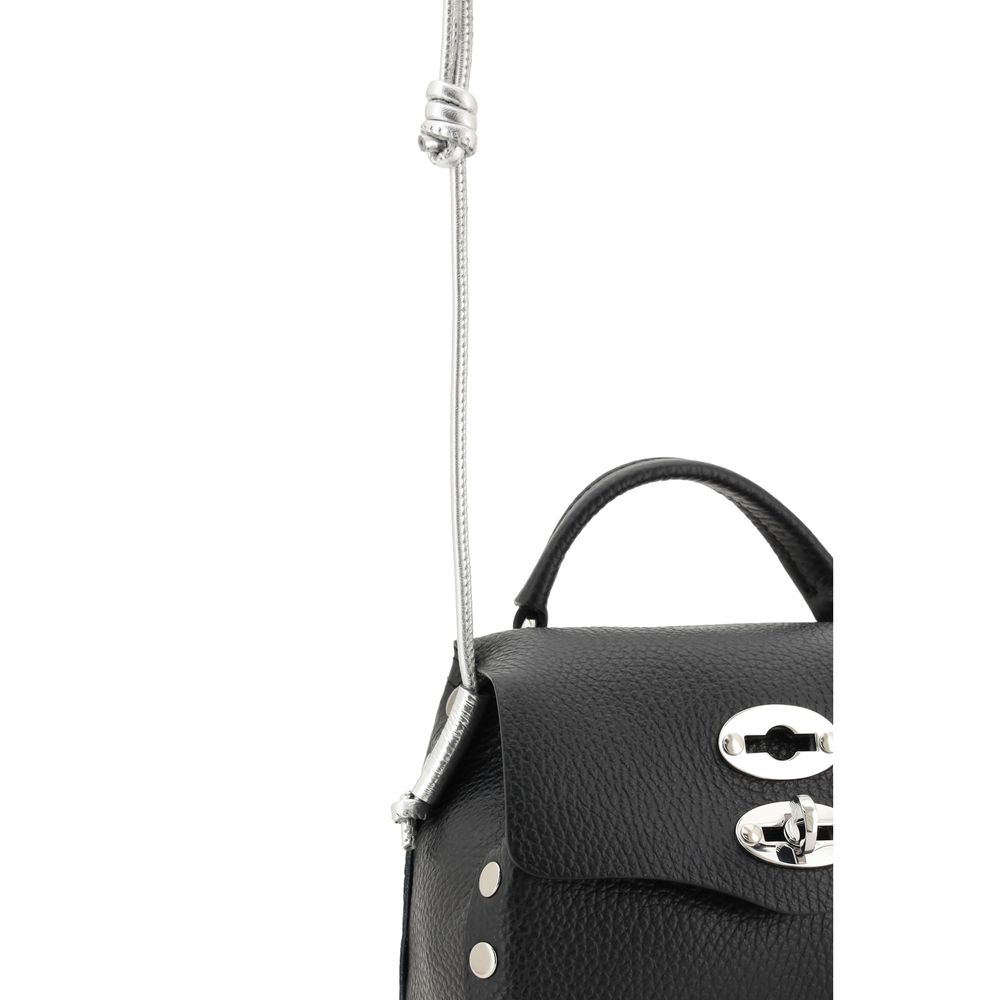 Zanellato Schwarze Bos Taurus Kalbsleder Schultertasche