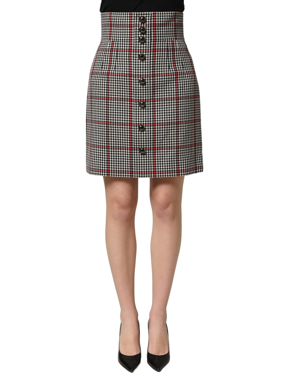 Dolce & Gabbana Grauer Karree-Minirock mit hoher Taille im A-Linien-Schnitt