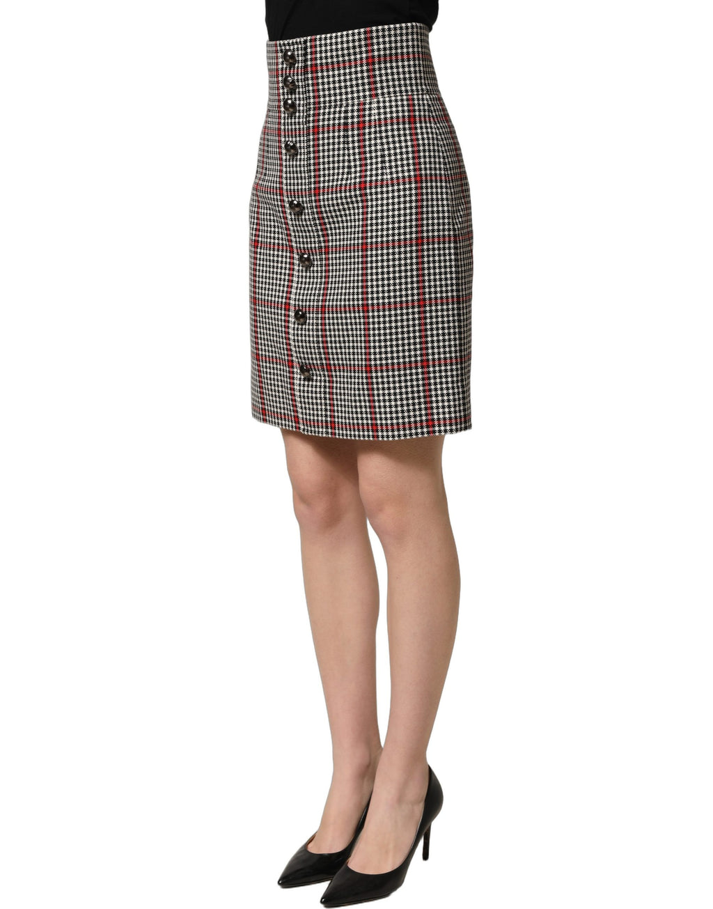 Dolce & Gabbana Grauer Karree-Minirock mit hoher Taille im A-Linien-Schnitt