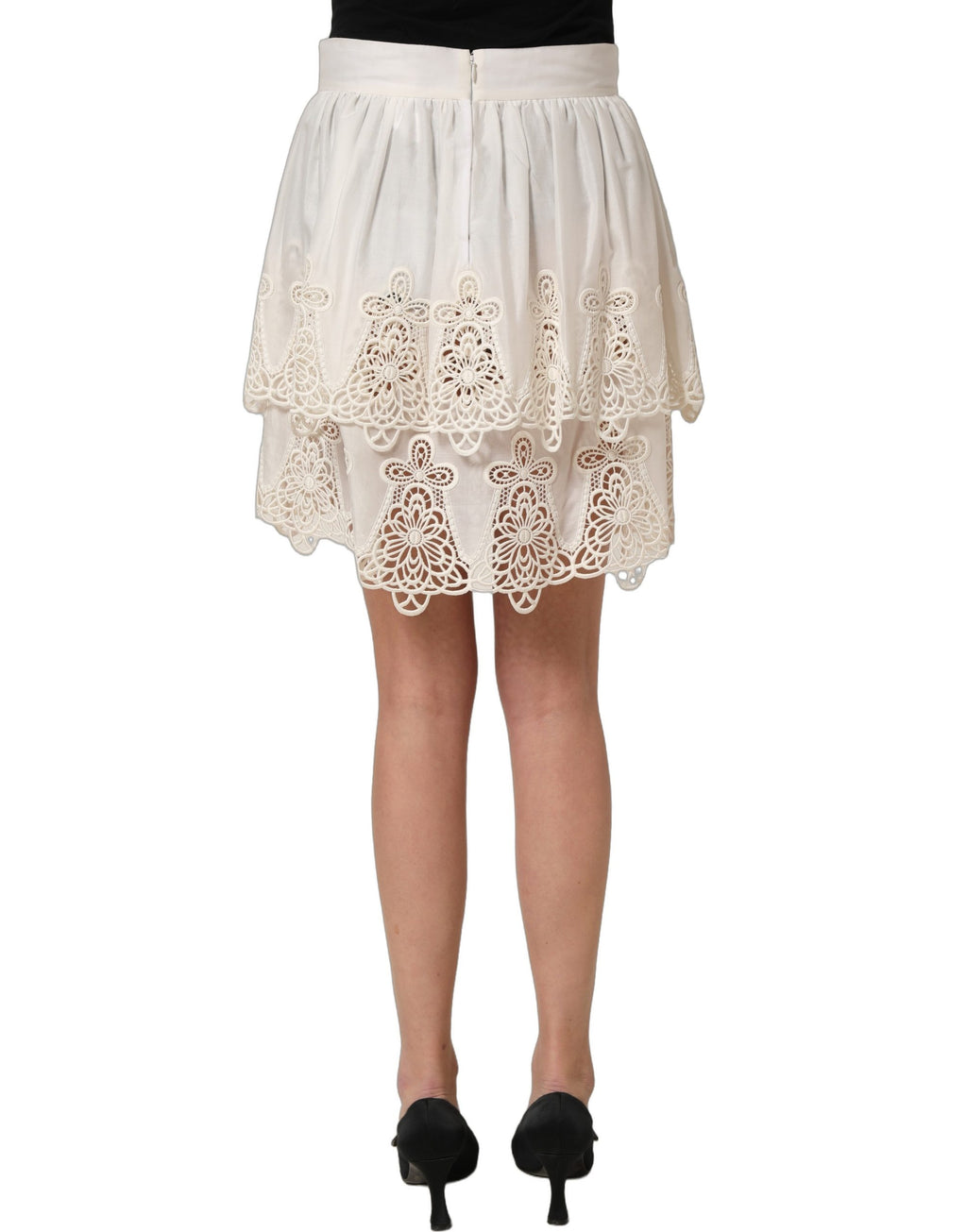 Dolce & Gabbana Weißrock mit Blumenstickerei, A-Linie, Mini