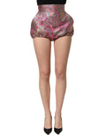 Dolce & Gabbana Pinke Jacquard-Hotpants mit Blumenmuster und hoher Taille