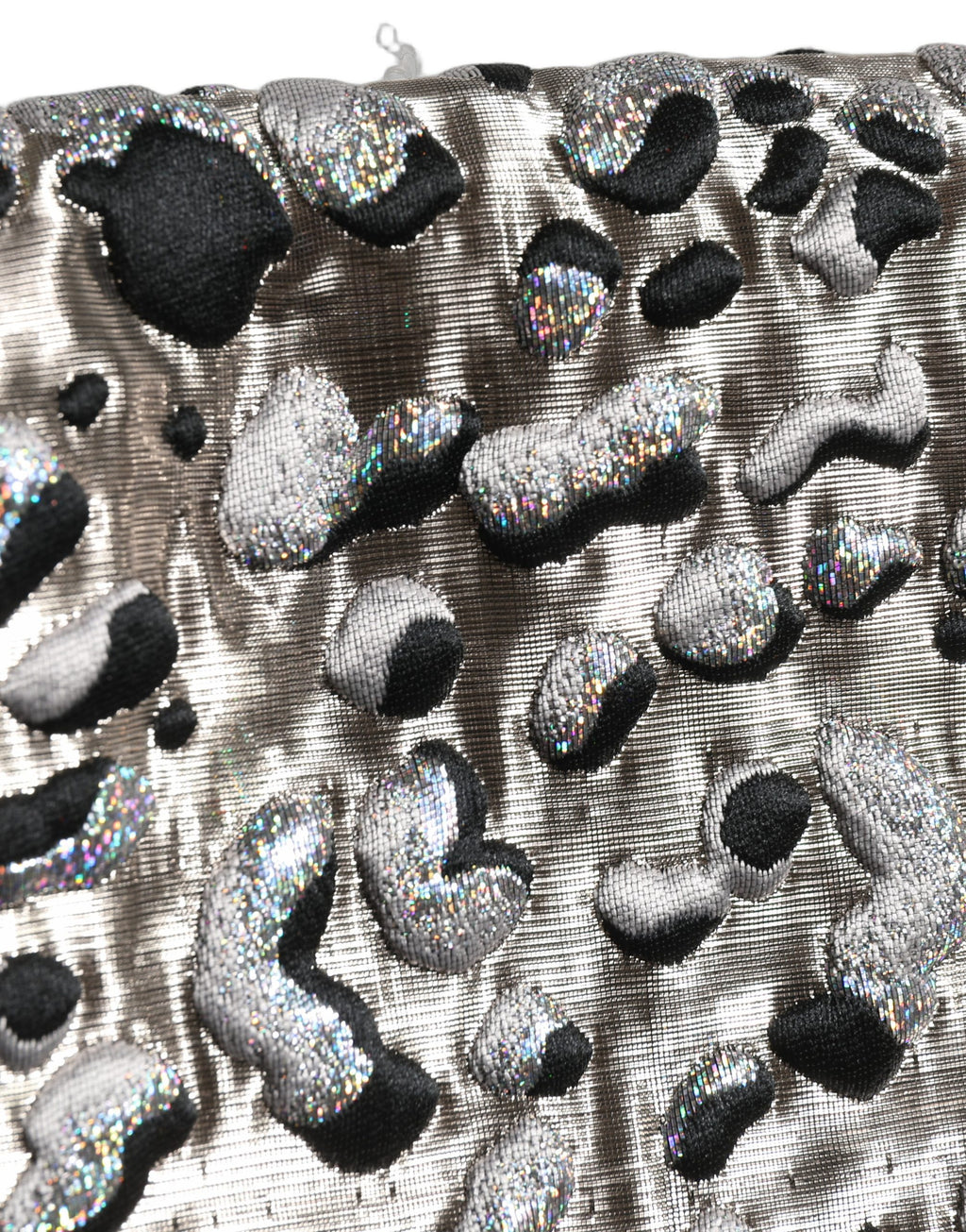 Dolce & Gabbana Silberner Jacquard-Minirock mit Leopardenmuster und mittlerer Taille