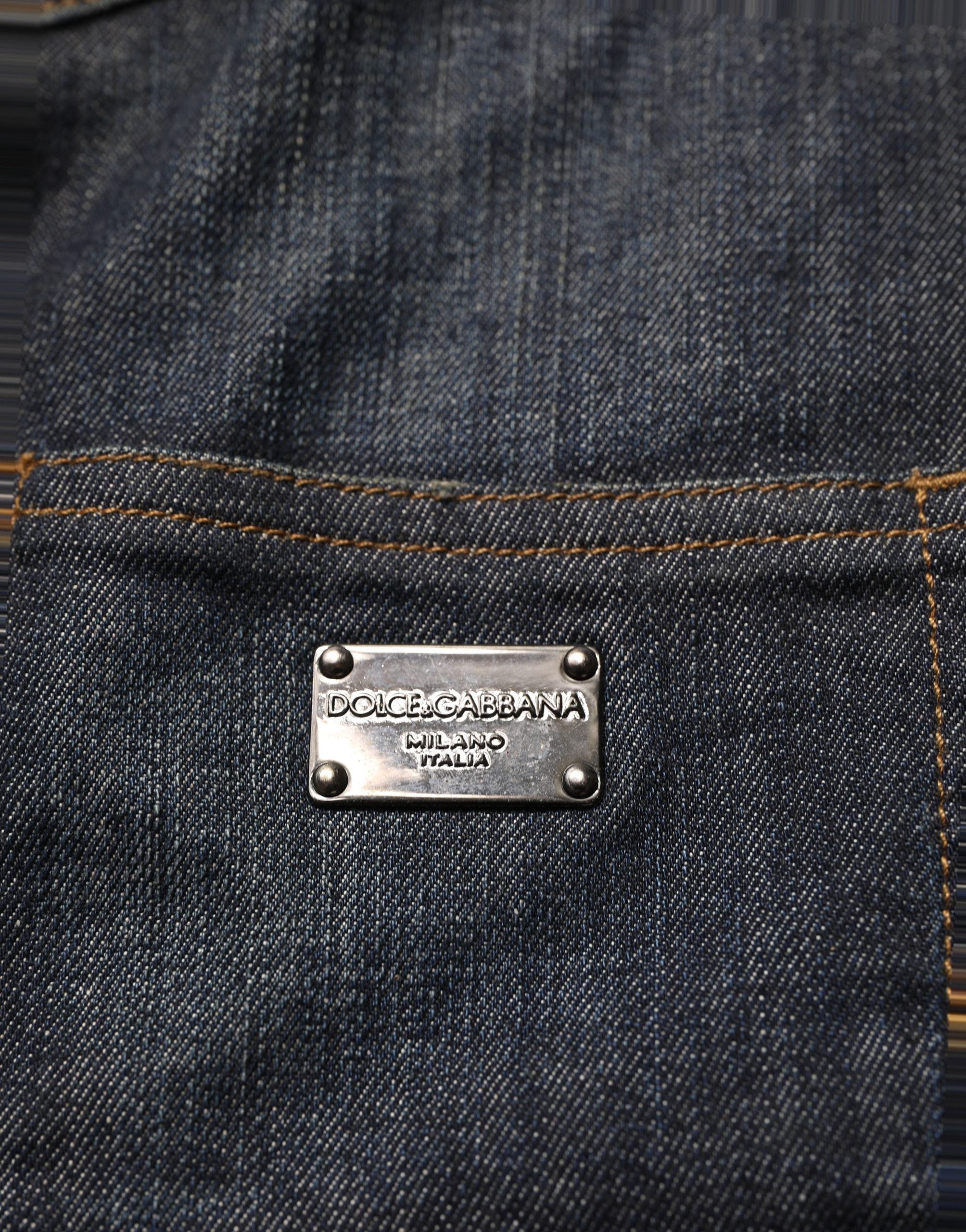 Dolce & Gabbana Schwarzer Denim-Minirock aus Baumwolle mit Spandex und tiefem Bund