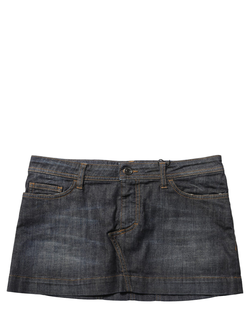 Dolce & Gabbana Schwarzer Denim-Minirock aus Baumwolle mit Spandex und tiefem Bund
