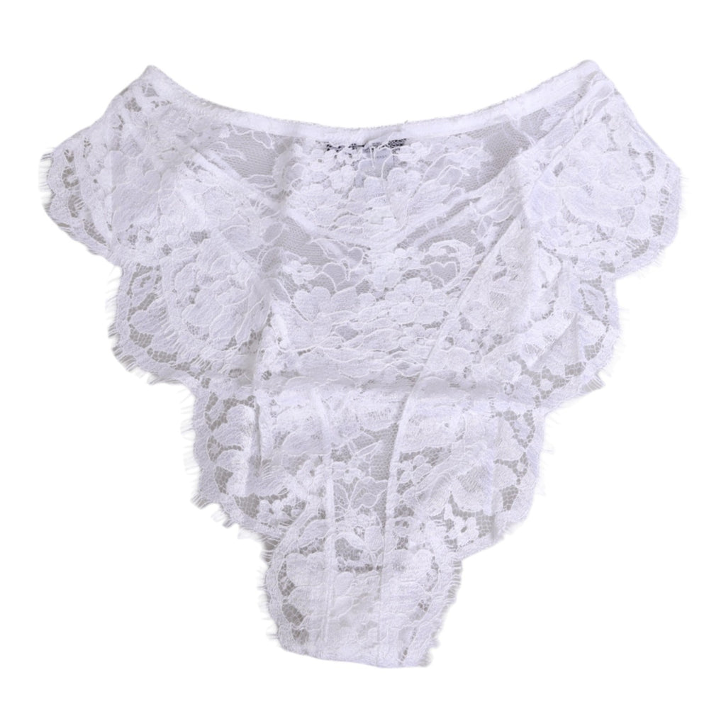Dolce & Gabbana Weiße Panty mit floraler Spitze, tiefem Bund