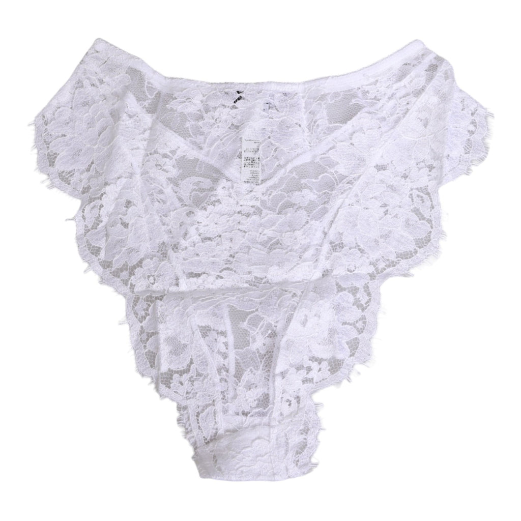 Dolce & Gabbana Weiße Panty mit floraler Spitze, tiefem Bund