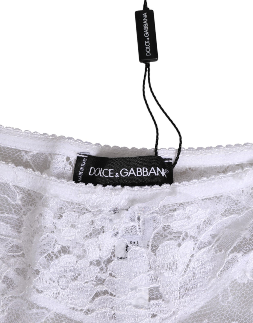 Dolce & Gabbana Weiße Panty mit floraler Spitze, tiefem Bund