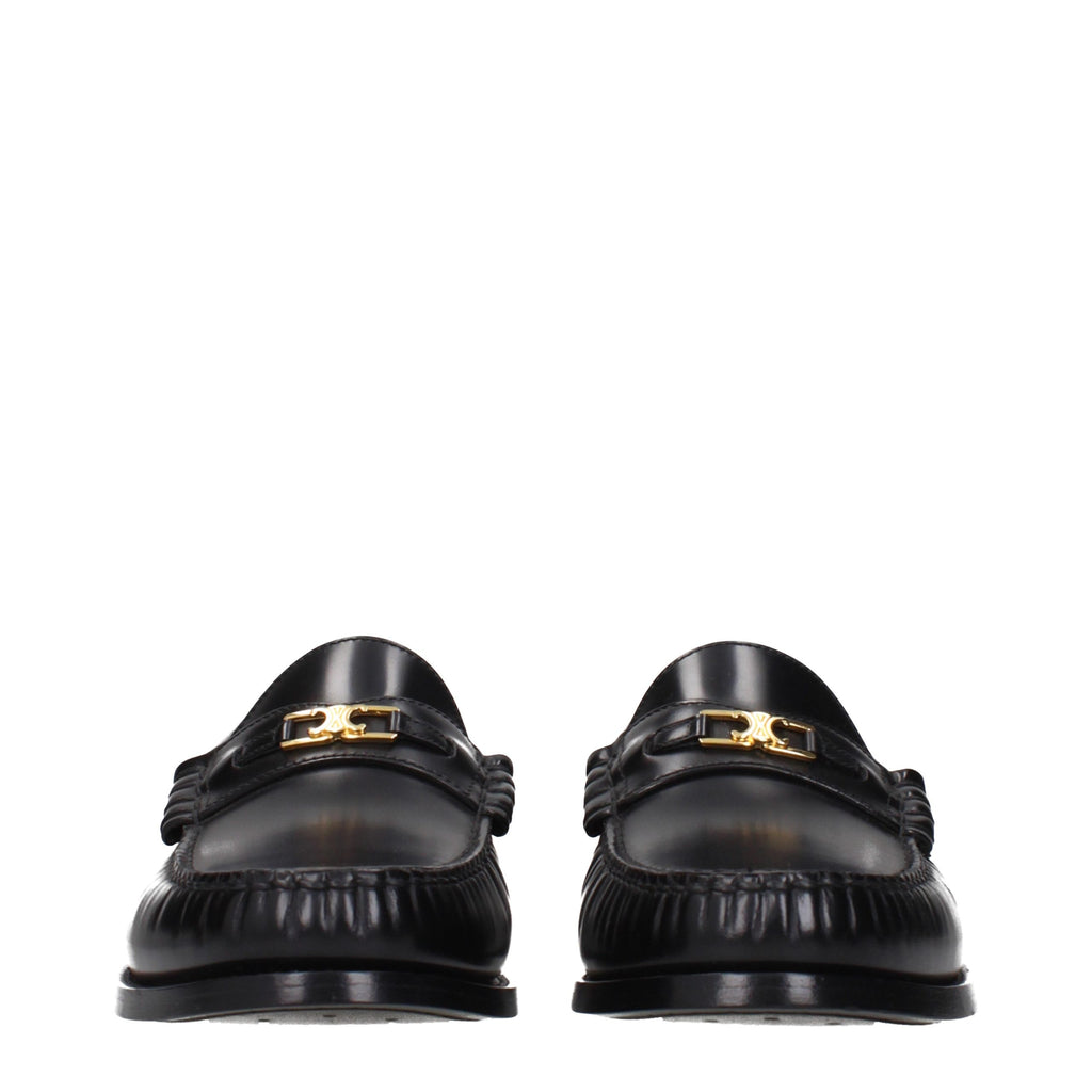 Celine Schwarze Leder Loafer zum Hineinschlüpfen