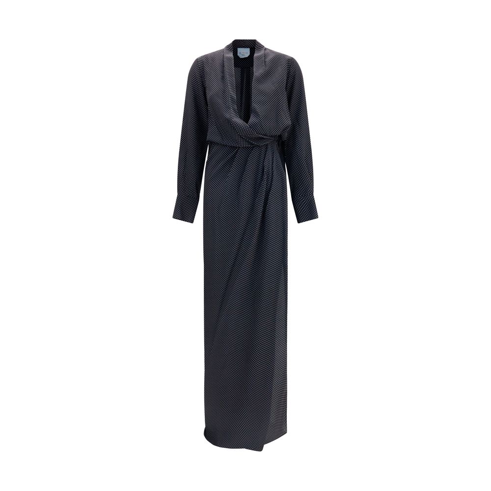SA SU PHI Schwarzes Seiden-Maxikleid
