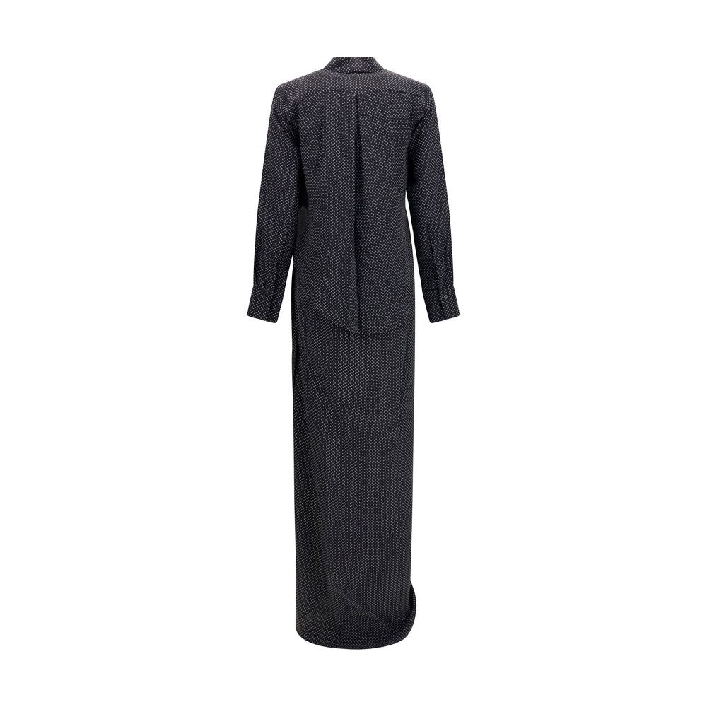 SA SU PHI Schwarzes Seiden-Maxikleid