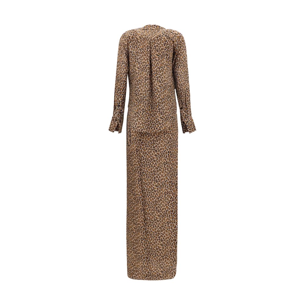 SA SU PHI Beige Seiden-Maxikleid